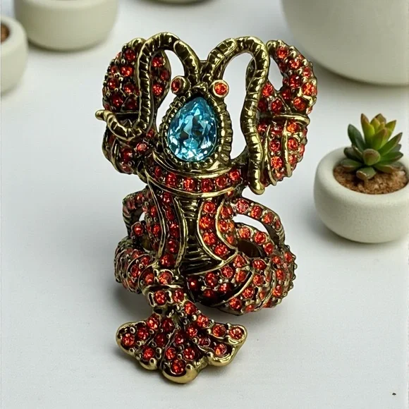 Authentic Heidi Daus “Lobster Tales” Crystal Lobster Ring – Size 8 Swarovski EUC - Picture 5 of 17